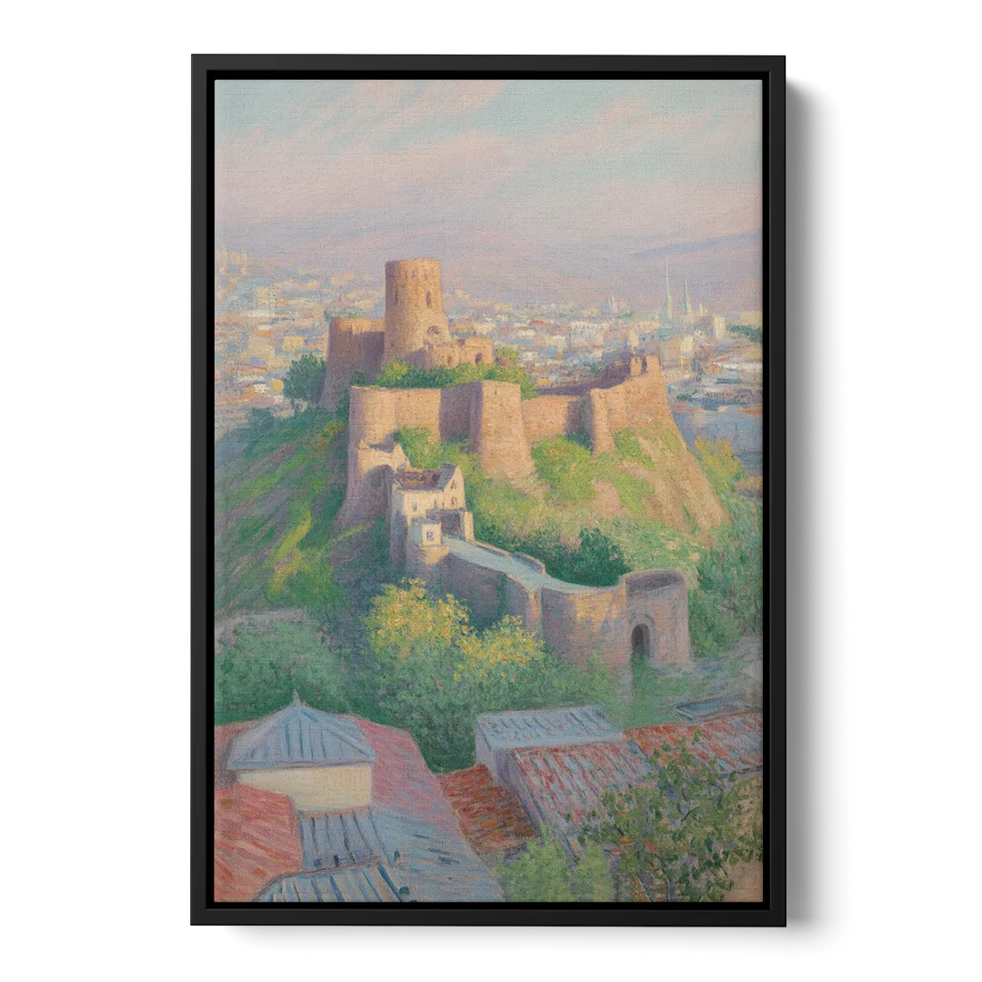 Narikala Fortress Front - Black Canvas Wall Art