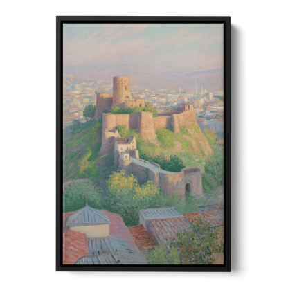 Narikala Fortress Front - Black Canvas Wall Art