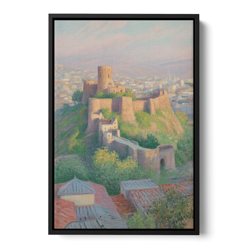 Narikala Fortress Front - Black Canvas Wall Art