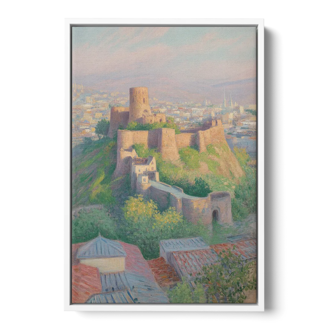 Narikala Fortress Front - White Canvas Wall Art