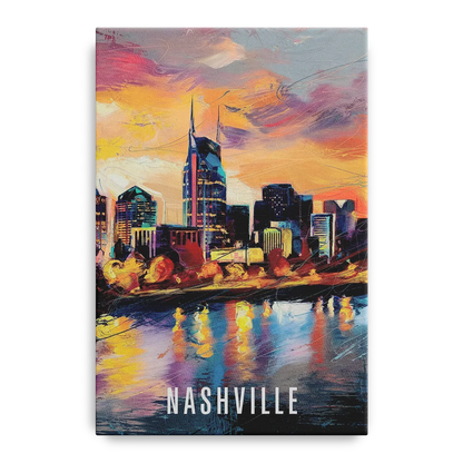 Nashville Artistic Skyline Front - Canvas Wall Art