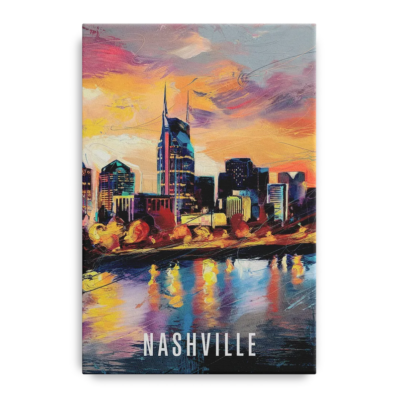 Nashville Artistic Skyline Front - Canvas Wall Art