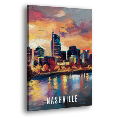 Nashville Artistic Skyline Side - Canvas Wall Art
