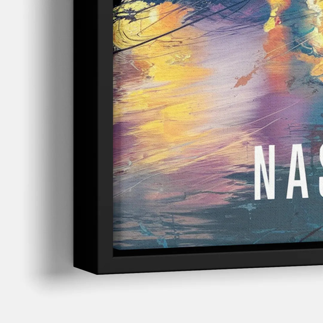 Nashville Artistic Skyline - Close-Up Black Frame Canvas