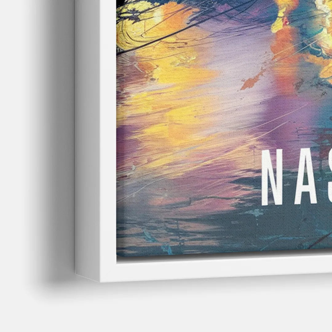 Nashville Artistic Skyline - Close-Up White Frame Canvas