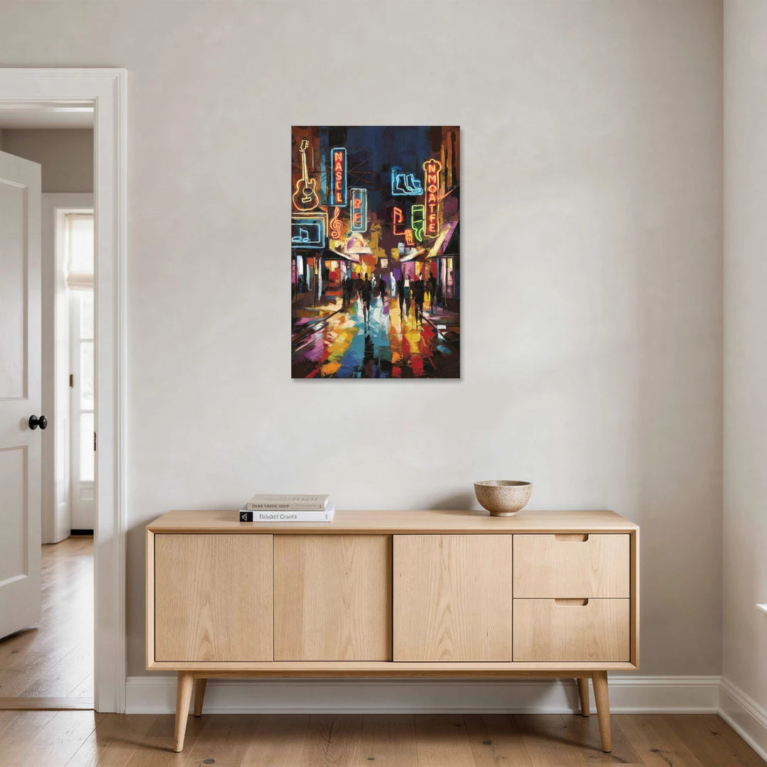 Nashville Broadway Nightlife - Canvas Wall Art - Coffee Table - 24x36