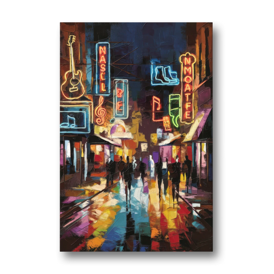 Nashville Broadway Nightlife - Canvas Wall Art - Front