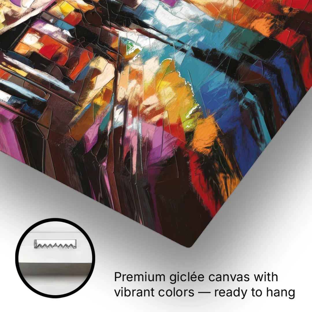 Nashville Broadway Nightlife - Canvas Wall Art - Gallery Wrap Corner