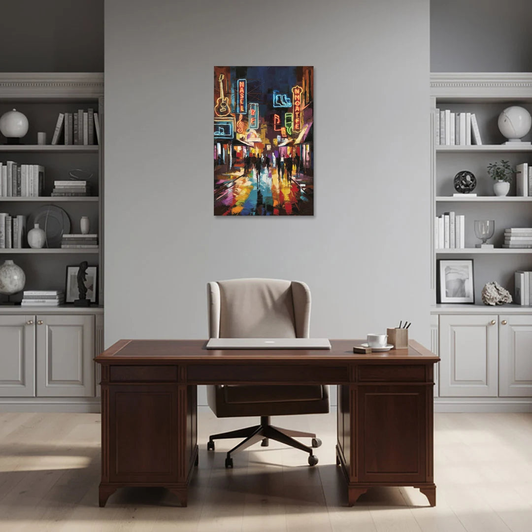 Nashville Broadway Nightlife - Canvas Wall Art - Office - 24x36