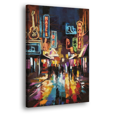 Nashville Broadway Nightlife - Canvas Wall Art - Side