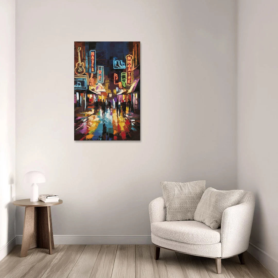 Nashville Broadway Nightlife - Canvas Wall Art - Sofa - 24x36
