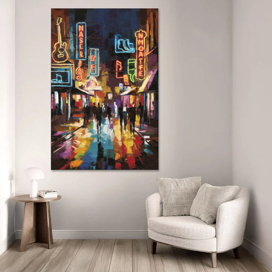 Nashville Broadway Nightlife - Canvas Wall Art - Sofa - 40x60