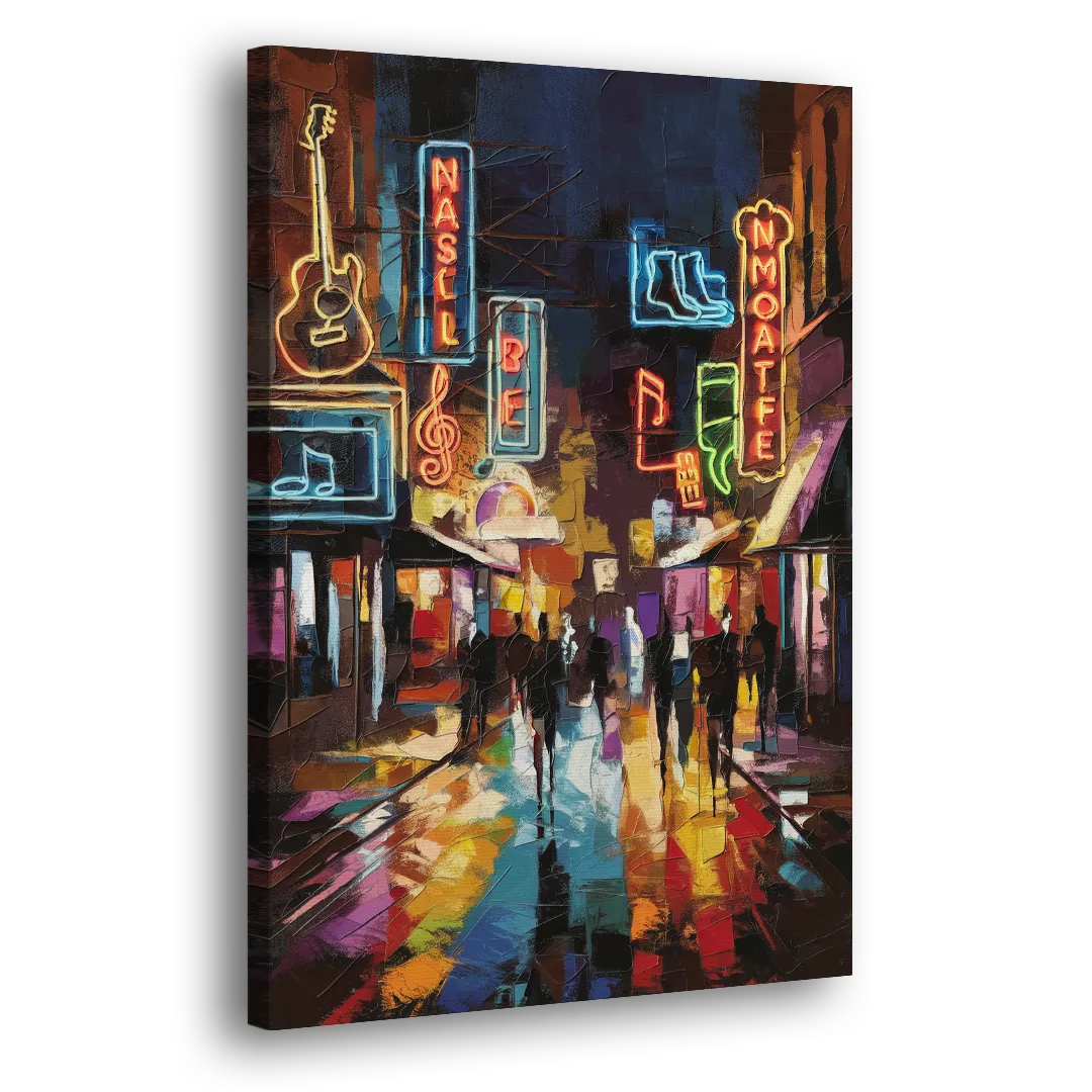 Nashville Broadway Nightlife Side - Canvas Wall Art