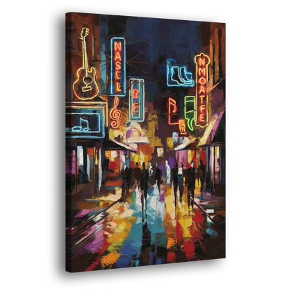 Nashville Broadway Nightlife Side - Canvas Wall Art