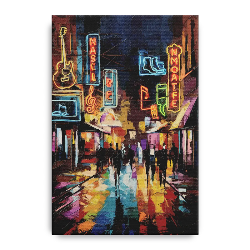 Nashville Broadway Nightlife Front - Canvas Wall Art