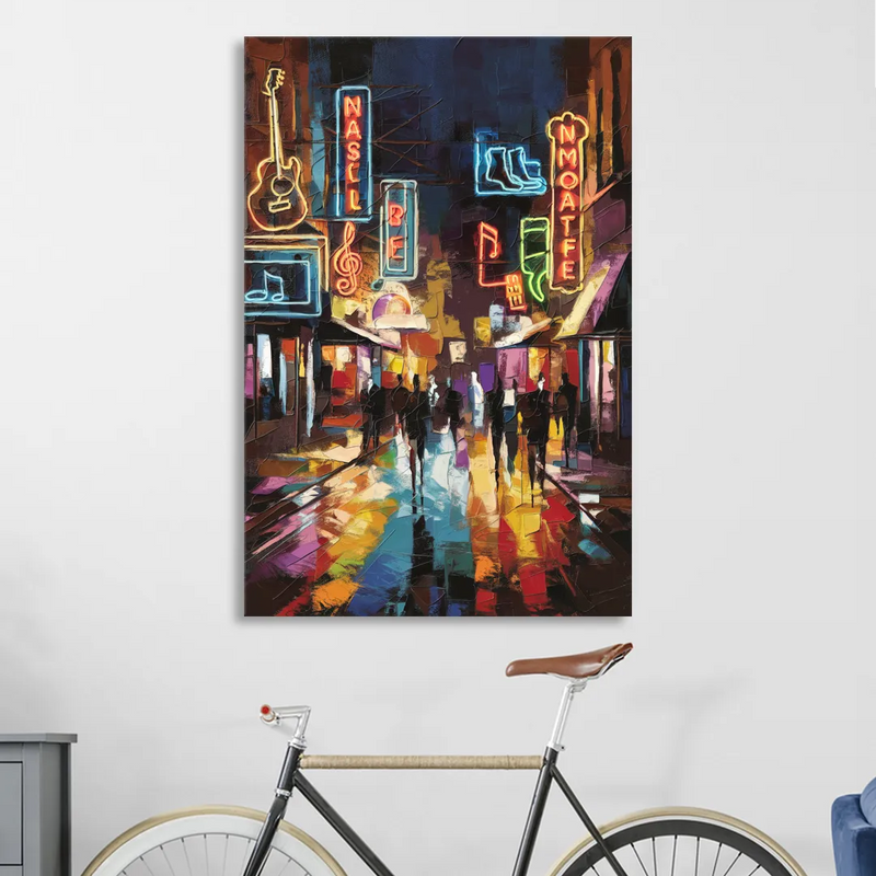 Nashville Broadway Nightlife Sitting Room - Canvas Wall Art