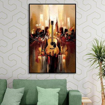 Nashville Country Music Vibes Sitting Room - Black Canvas Wall Art