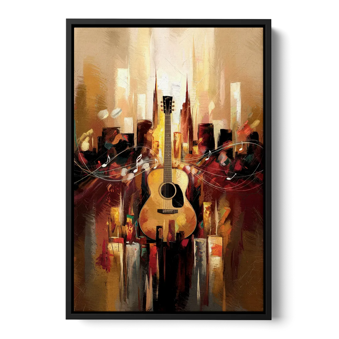 Nashville Country Music Vibes Front - Black Canvas Wall Art