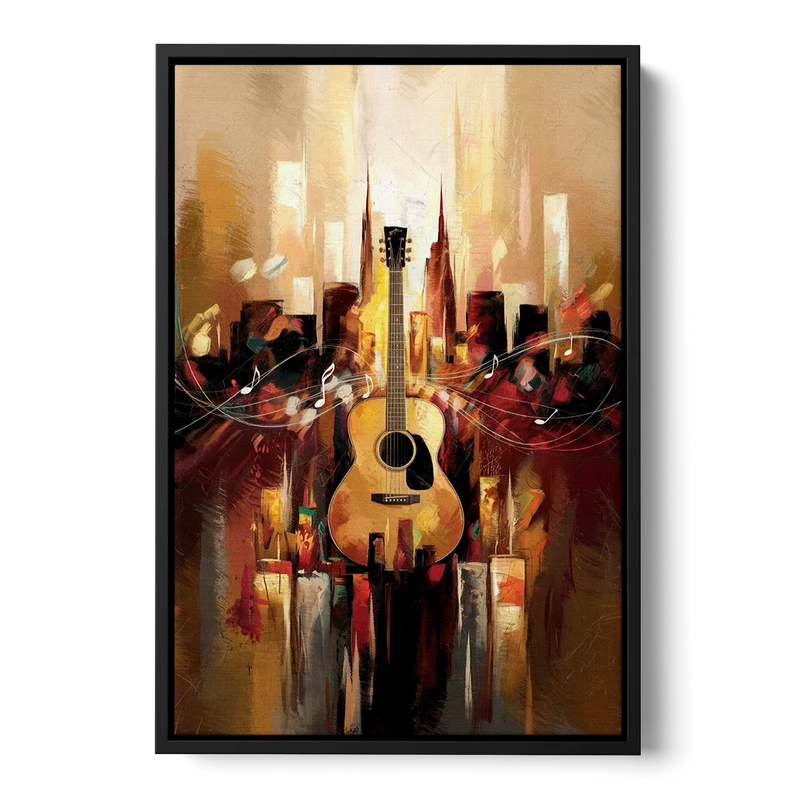 Nashville Country Music Vibes Front - Black Canvas Wall Art