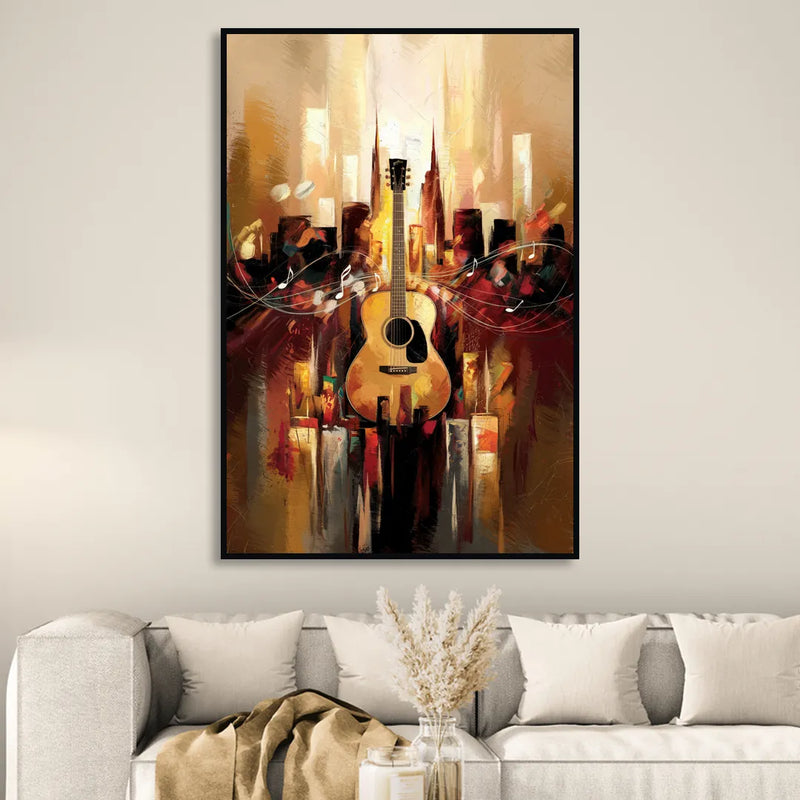 Nashville Country Music Vibes Living Room - Black Canvas Wall Art