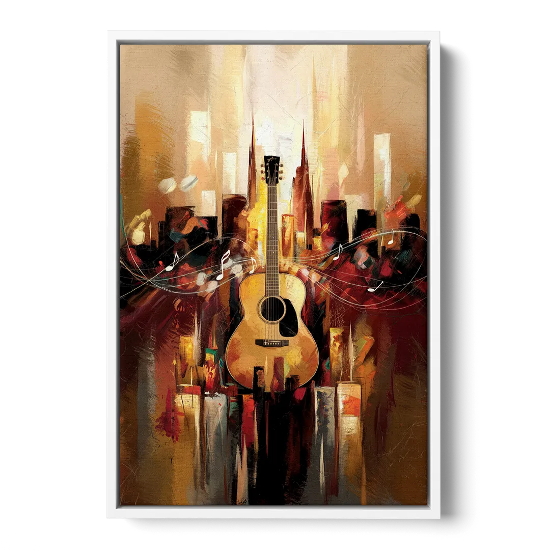 Nashville Country Music Vibes Front - White Canvas Wall Art