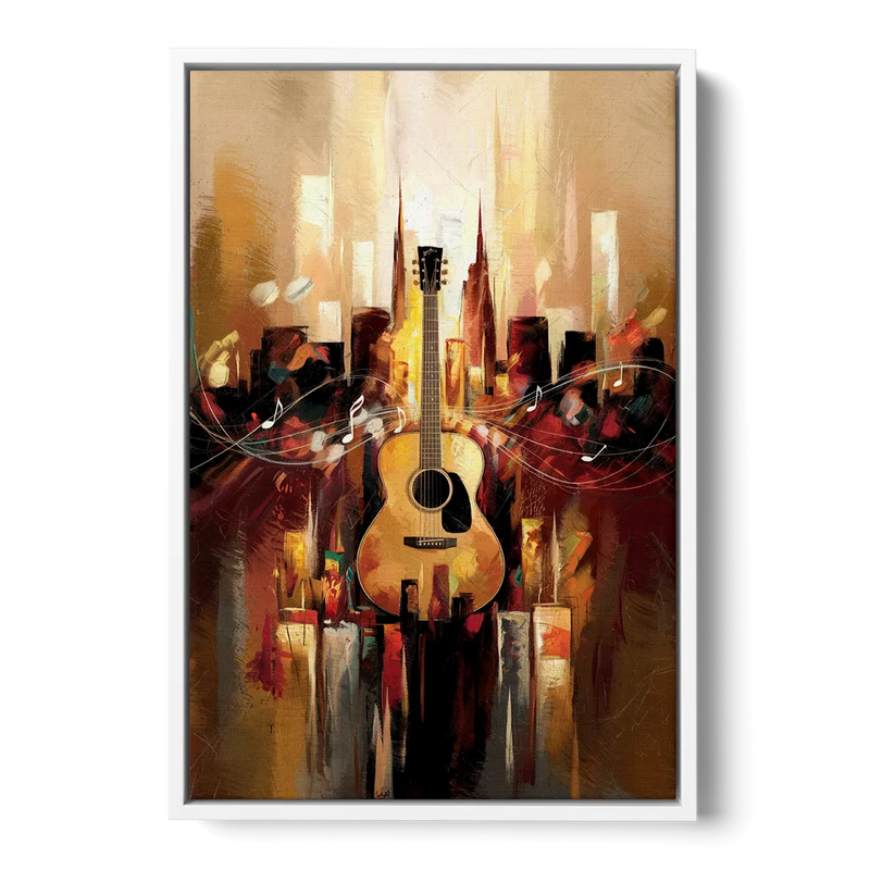 Nashville Country Music Vibes Front - White Canvas Wall Art