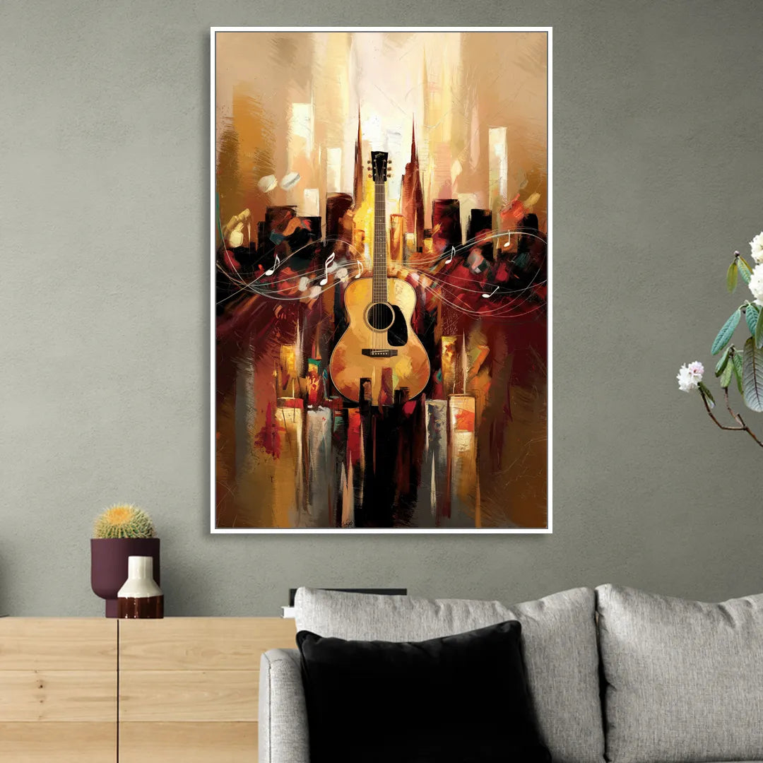 Nashville Country Music Vibes Sitting Room - White Canvas Wall Art