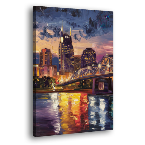 Nashville Cumberland River Views - Canvas Wall Art - Side
