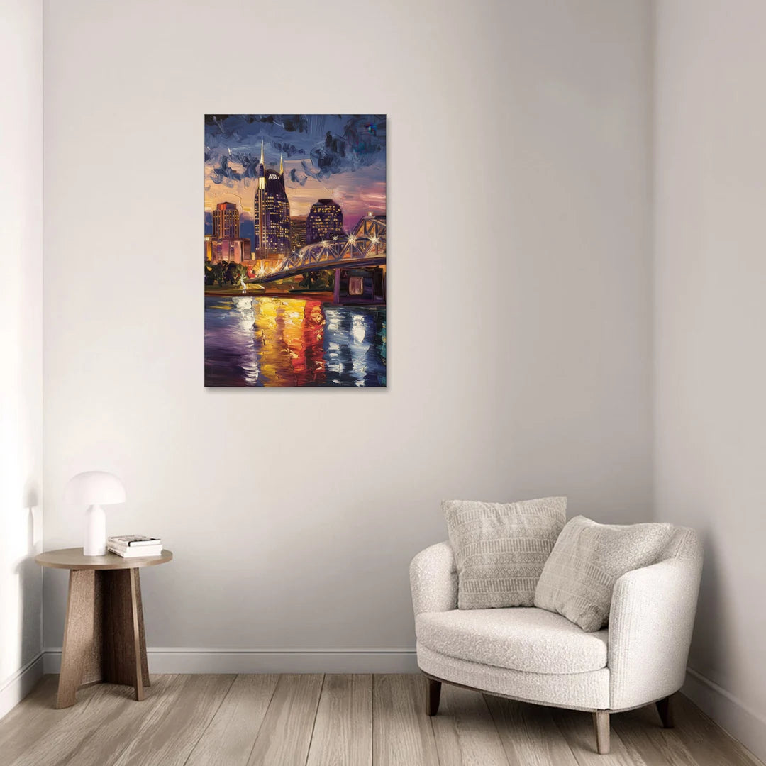 Nashville Cumberland River Views - Canvas Wall Art - Sofa - 24x36