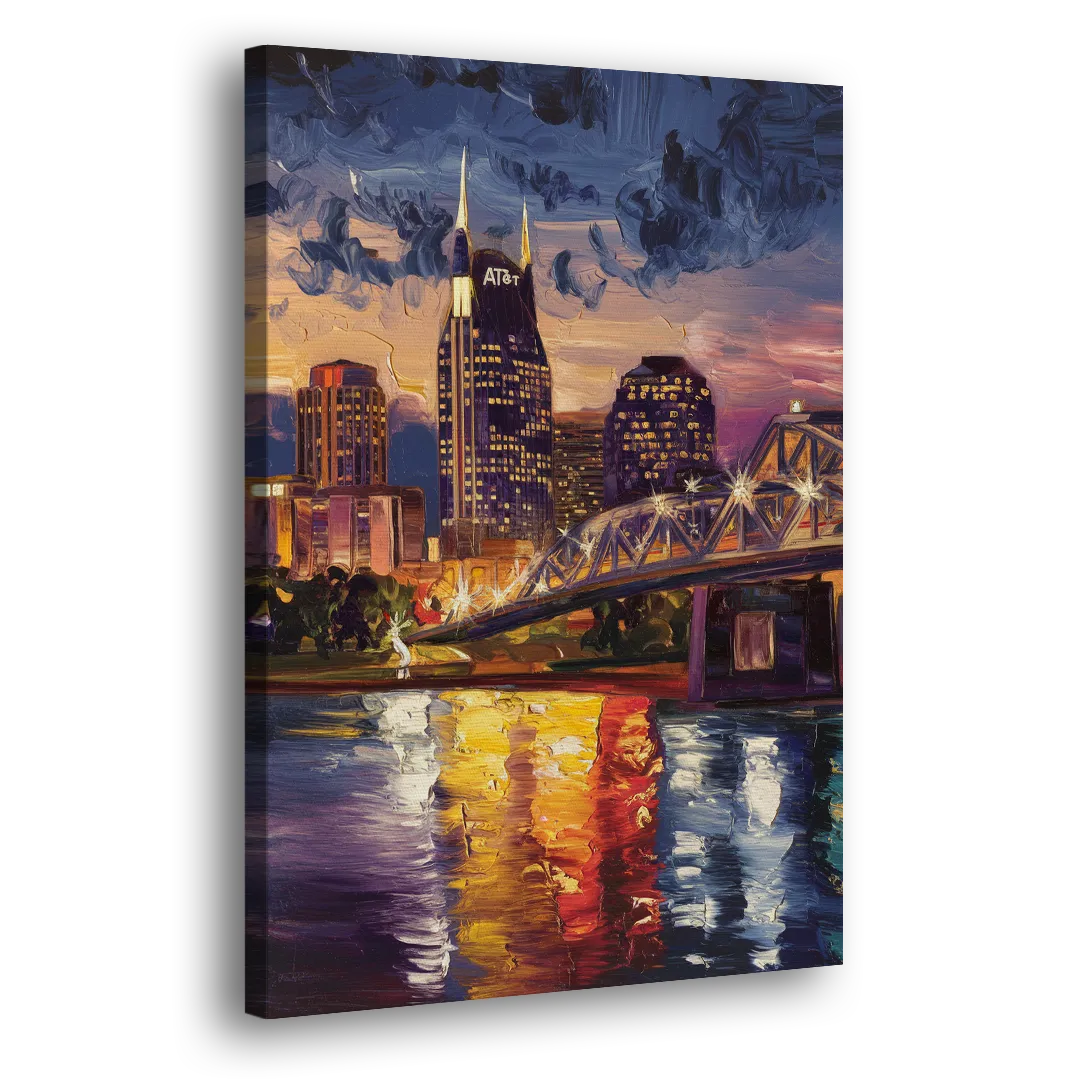 Nashville Cumberland River Views Side - Canvas Wall Art