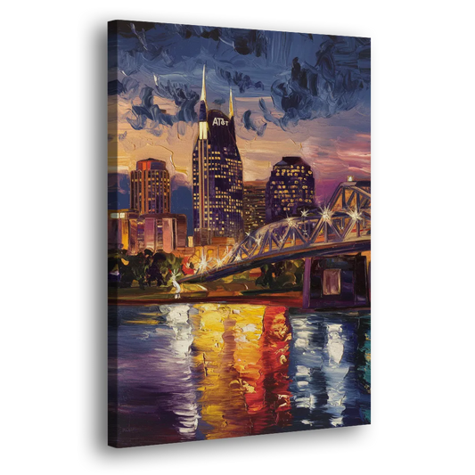 Nashville Cumberland River Views Side - Canvas Wall Art
