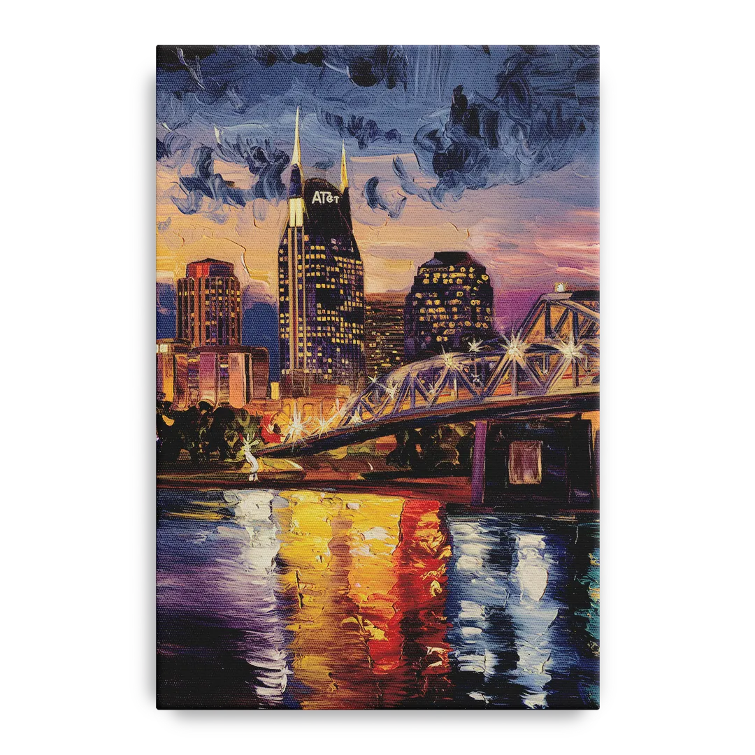 Nashville Cumberland River Views Front - Canvas Wall Art