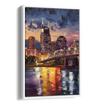 Nashville Cumberland River Views Side - White Canvas Wall Art