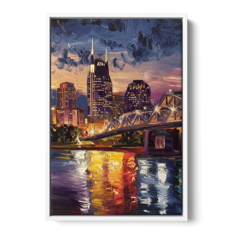 Nashville Cumberland River Views Front - White Canvas Wall Art