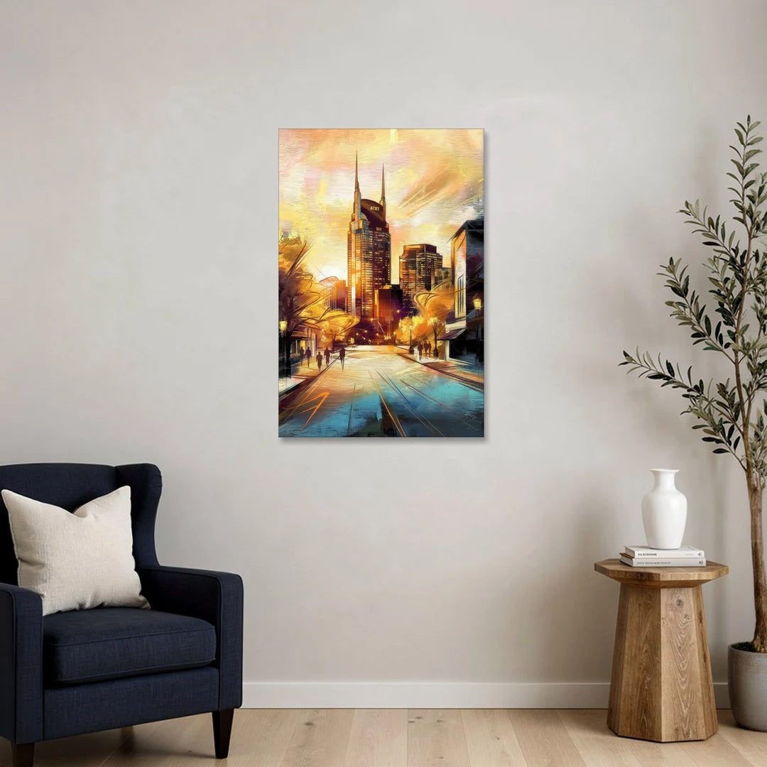 Nashville Downtown Streets - Canvas Wall Art - Sofa - 24x36