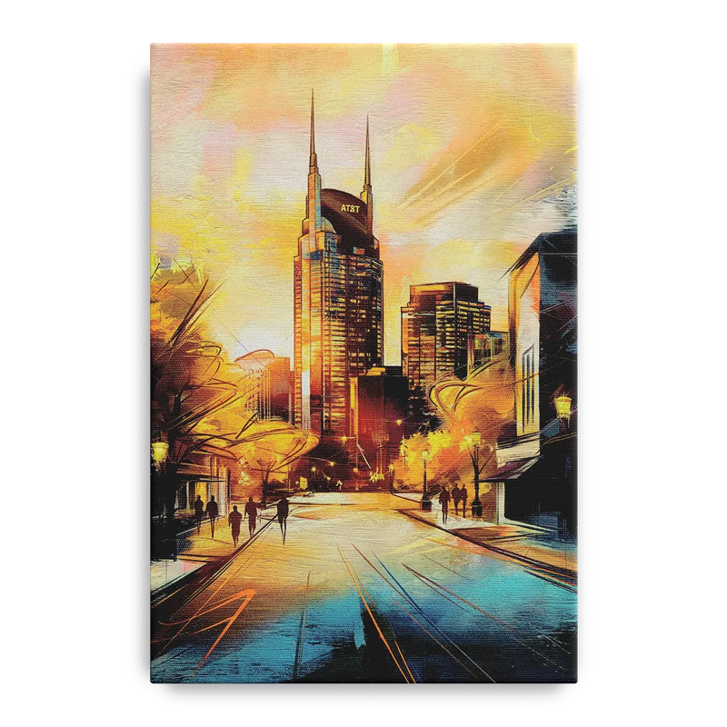 Nashville Downtown Streets Front - Canvas Wall Art