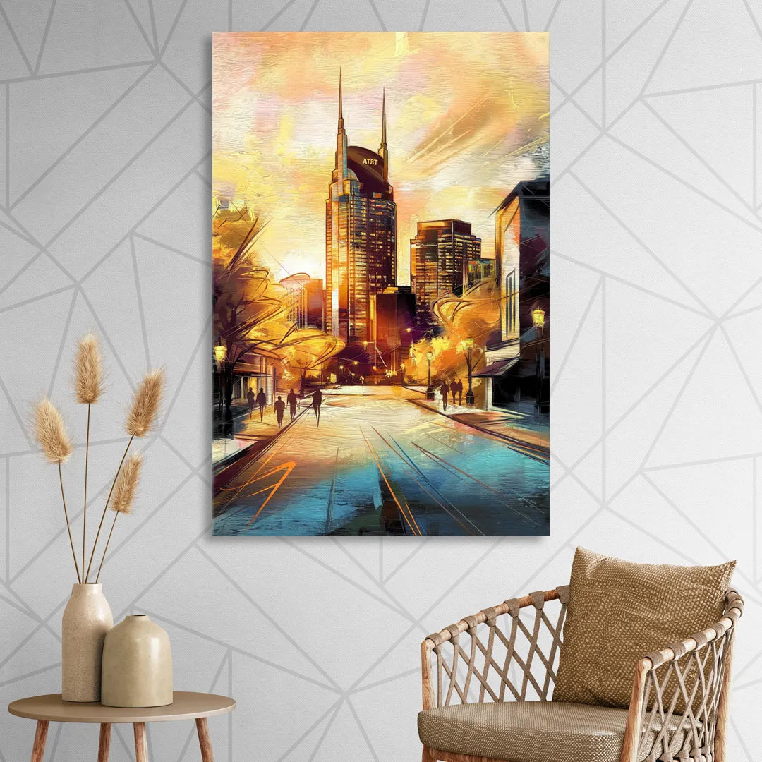 Nashville Downtown Streets Sitting Room - Canvas Wall Art