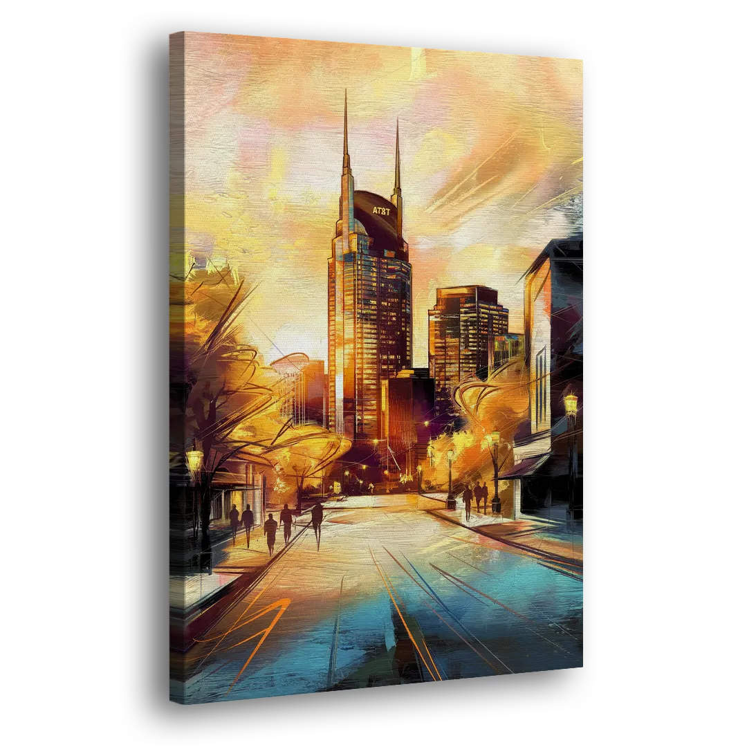 Nashville Downtown Streets Side - Canvas Wall Art