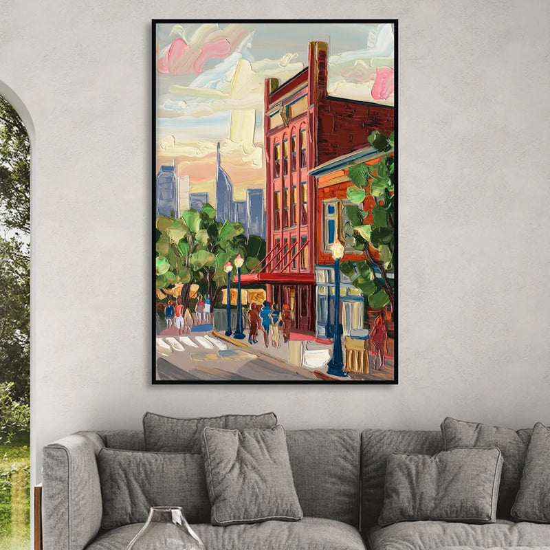 Nashville Grand Ole Opry Living Room - Black Canvas Wall Art