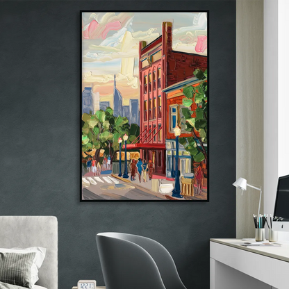 Nashville Grand Ole Opry Sitting Room - Black Canvas Wall Art