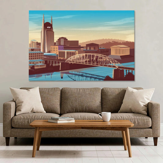 Nashville Historic Landmarks - Canvas Wall Art - Sofa - 60x40