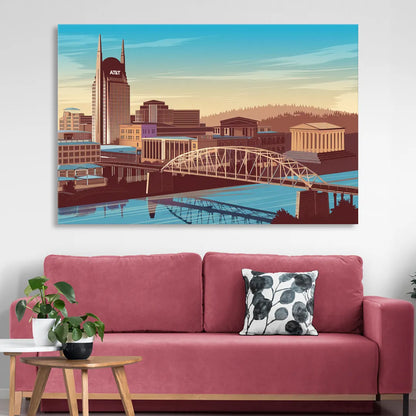 Nashville Historic Landmarks Sitting Room - Canvas Wall Art