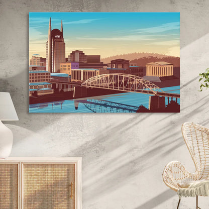 Nashville Historic Landmarks Living Room - Canvas Wall Art