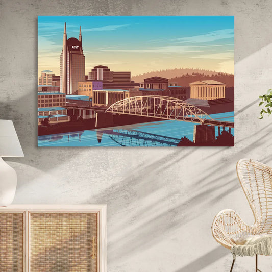 Nashville Historic Landmarks Living Room - Canvas Wall Art