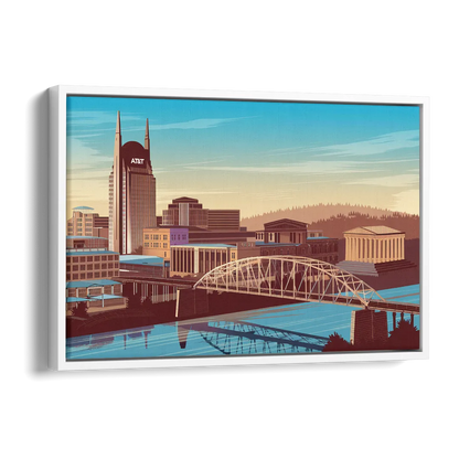 Nashville Historic Landmarks Side - White Canvas Wall Art