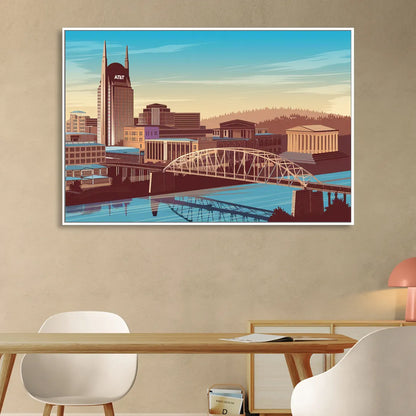 Nashville Historic Landmarks Sitting Room - White Canvas Wall Art