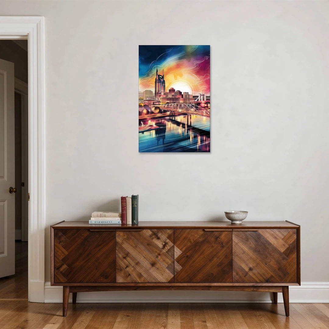 Nashville Iconic Locations - Canvas Wall Art - Coffee Table - 24x36