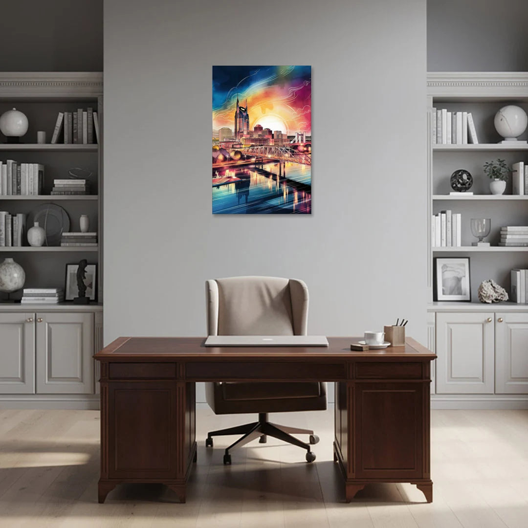Nashville Iconic Locations - Canvas Wall Art - Office - 24x36