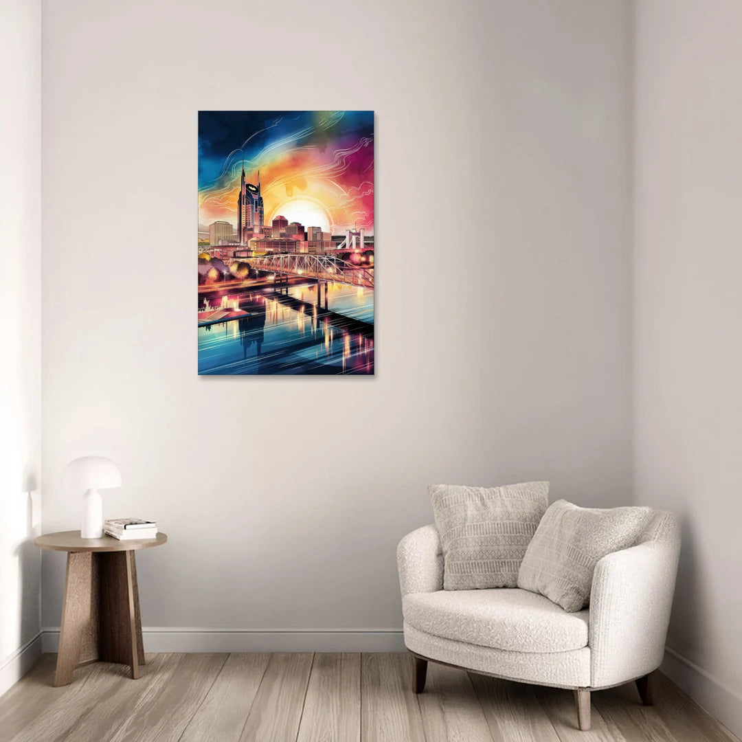 Nashville Iconic Locations - Canvas Wall Art - Sofa - 24x36
