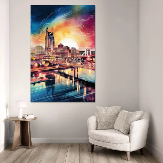 Nashville Iconic Locations - Canvas Wall Art - Sofa - 40x60